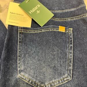 HALARA Women's Denim Jeans with Yellow Stitching
